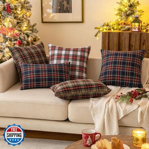 MIULEE Christmas Set of 2 Scottish Tartan Plaid Throw Pillow Covers Farmhouse - Picture 3 of 5