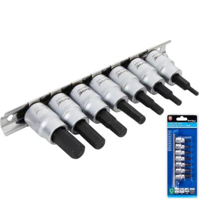 Bluespot 7tlg Spline Sechskant Bit Steckschlüsselsatz 3/8'' Steckschlüssel 3mm - 10mm mit Schiene