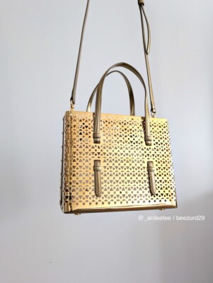 *NEW* ALAIA SMALL MINA 20 METAL & LEATHER BAG $3,790 (METALLIC GOLD)