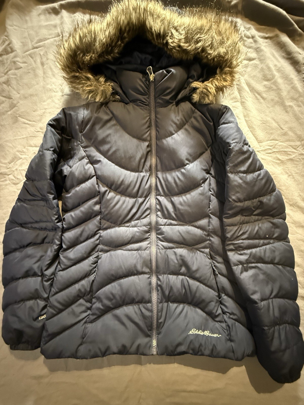 Eddie Bauer Quilted Down Puffer Jacket Blue XS
