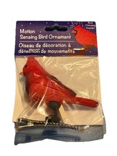 Motion Sensing Chirping Red Cardinal Song Bird Clip Ornament-BRAND NEW