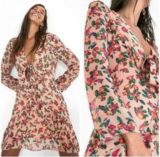 FARM Rio mini dress size M peach and pink long sleeve