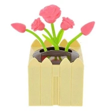 New Solar-Powered Dancing Connectables Pink Flower with Yellow Base