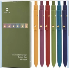 Ddaowanx Gel Pens, 6 Pcs 0.5mm 6 Count (Pack of 1), 6 Vintage-Black Ink 