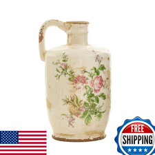 Nearly Natural 10in. Tuscan Ceramic Floral Print Pitcher