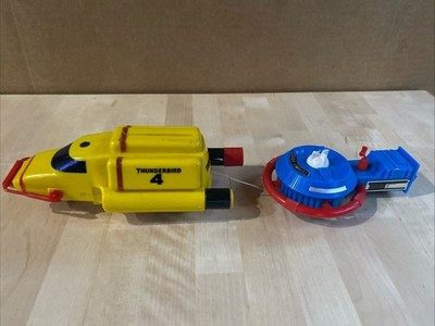 Vintage Bandai Thunderbird 4 Pull Toy W/Thunderbird 5 In Tow 1960s Era Very Rare