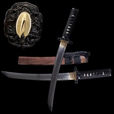 20'' Mini Katana Tanto Short Sword Clay Tempered T10 Steel Samurai Sword