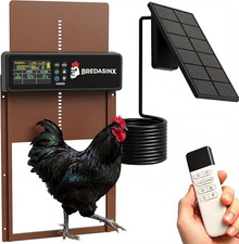 Automatic Chicken Coop Door Solar Powered with HD Screen, Timer  Light Sensor,