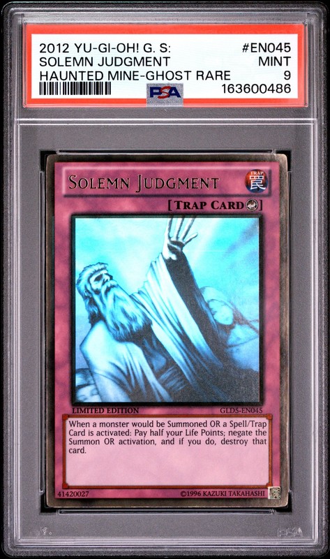Solemn Judgment GLD5-EN045 Ghost Rare Gold Yugioh PSA 9 *486