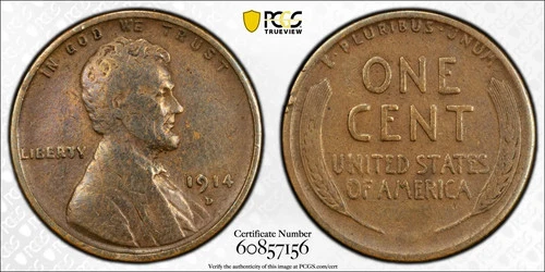 1914 D PCGS Genuine Cleaned VF Detail Lincoln Cent