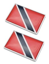 2 Pcs 3D Trinidad Trinidadians Flag Metal Car Stickers Chrome Decals,2.3 x 1.6