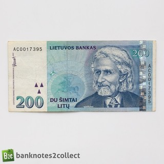 LITUANIA: Billete Litu lituano de 1 x 200.