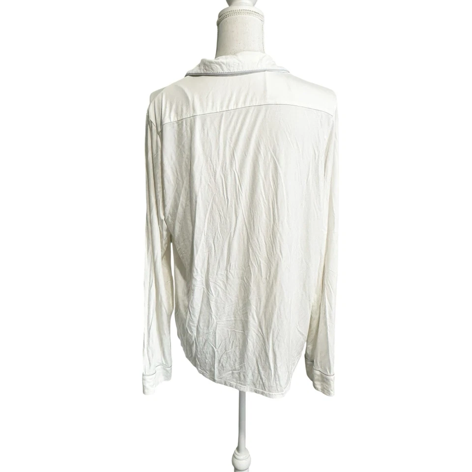 Top de pijama de mujer Cozy Earth manga larga talla mediana bambú elástico marfil Foto 3 de 4