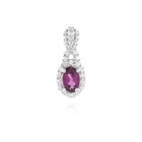 Cavill Rhodolith AnhäNger 0,48Ct Oval Rhodiniertes Silber Zirkon