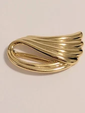Vintage Piscitelli Gold Tone Swirl Scarf Clip/Slide 2". Art Deco Style.