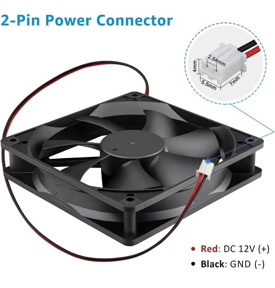 GDSTIME Dual Ball Bearings 120mm x 120mm x 25mm 5 inch 12v Brushless DC Cooling  - Image 4 of 4