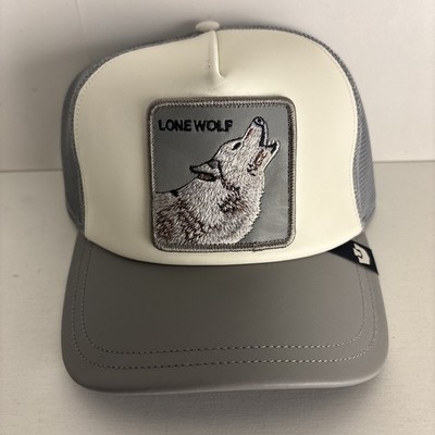 THE FARM by GOORIN BROS Lone Wolf Snapback Gray Mesh Trucker Hat Leather