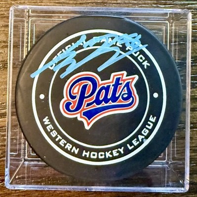 Connor Bedard Autographed Regina Pats Game Puck - A J Sports COA / Blackhawks 