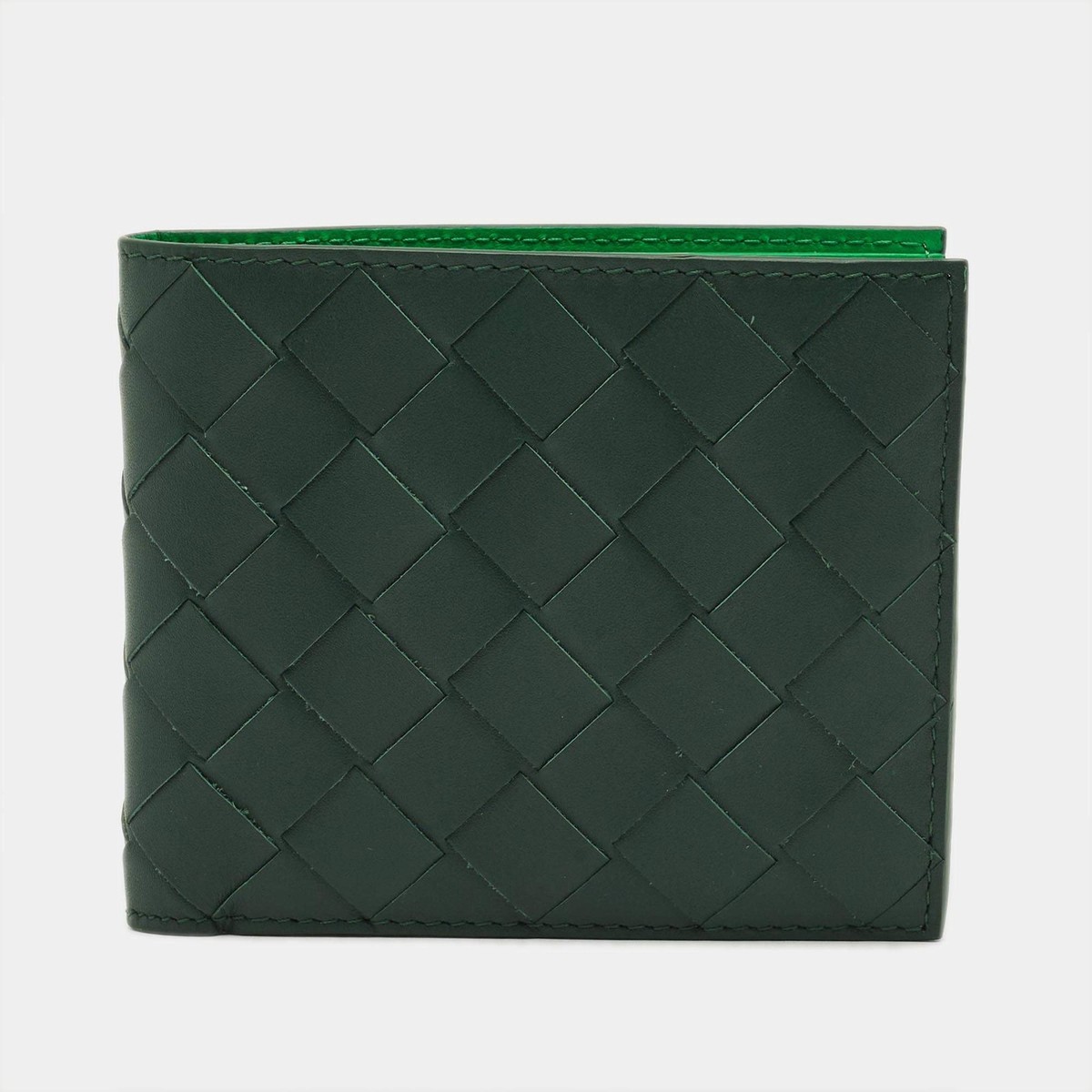 Bottega Veneta Dark Green Intrecciato Leather Bifold Wallet | eBay