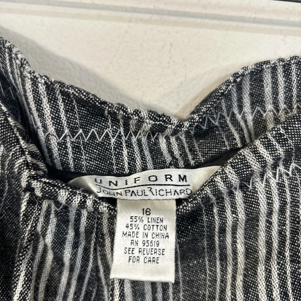 Pantalones Uniforme John Paul Richards Mujer 16 Gris Rayas Cordón Mezcla Lino Foto 3 de 4