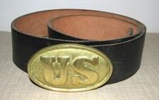 1839 Replica Reproduction US Army Oval Brass Buckle Civil War w/2" Leather Belt