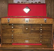 1960’s Gerstner & Sons Style 52 - 11 Drawer Oak Woods Machinist Tool Chest Red