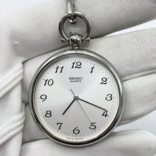 Working 1987s Vintage Seiko Pocket Watch, Unisex, Original Chain