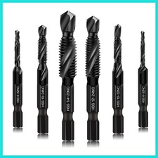 6 Packs Combination Drill  Taps Bit Set, Screw Tapping in SAE Size 6-32nc 8-...