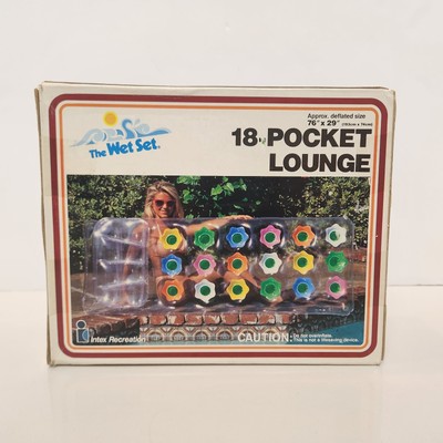 Vintage 1986 The Wet Set Intex Inflatable Float Lounge 76 x29  18-Pocket 58893