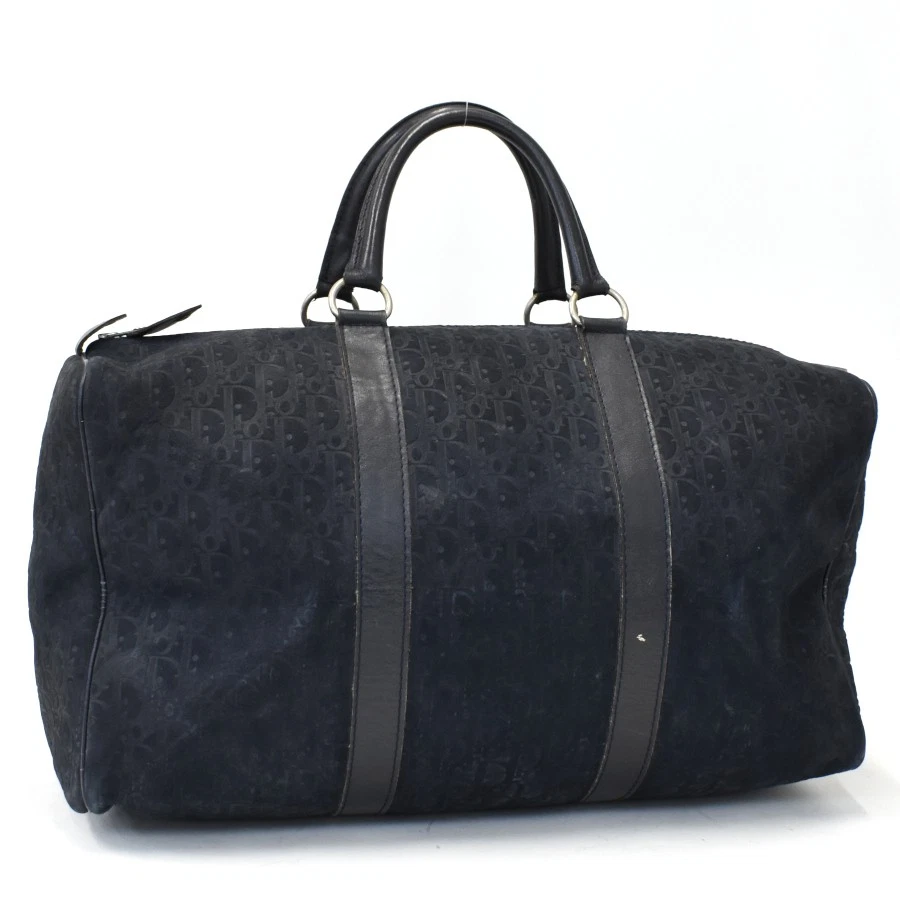 Sac trotteur Christian Dior sac de voyage bleu marine nubuck gaufré cuir T00S