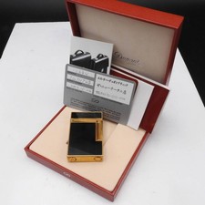 S.T. Dupont Ligne Line 2 Montparnasse Gas Lighter Black Gold with Box Overhauled