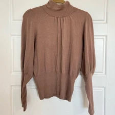 Express Women's Beige Mock Neck Blouse Size Small