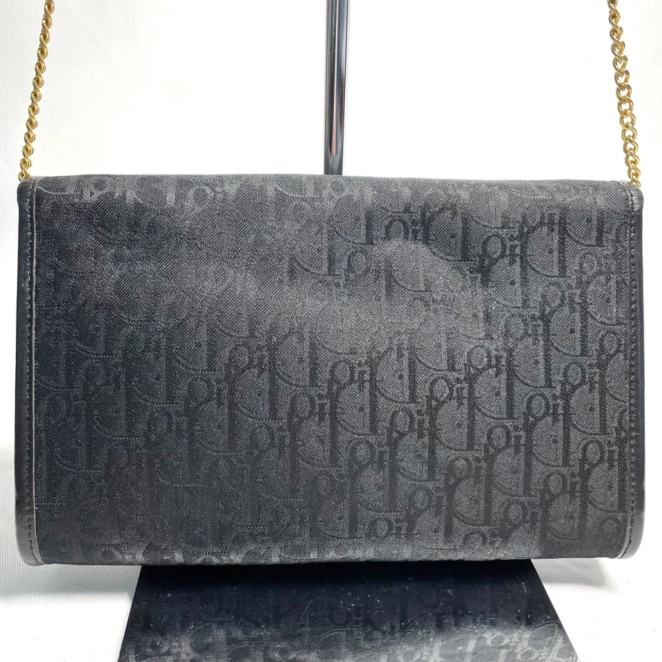 Bolso Bandolera CHRISTIAN DIOR Logo Trotter Cadena Lona Cuero Negro Foto 3 de 4