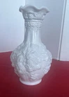 Imperial Glass Loganberry Pattern Milk Glass  10" Crimped Vase - Vintage!