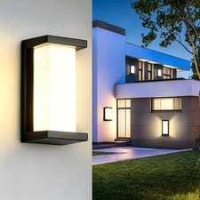 Mains Powered Wall Light Aluminium Outdoor Front Garden Porch Rectangle Fixtures