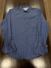 Calvin Klein Mens Slim Fit Long Sleeve Button Down Shirt - Blue - Size Large