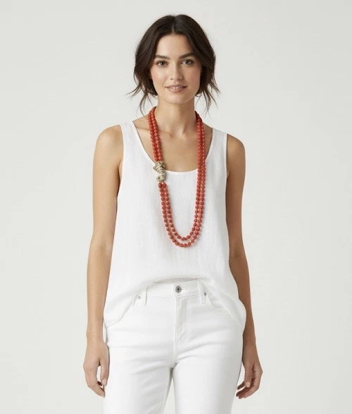 J.Crew двойной прядь морской конек стеклянные бусины ожерелье яркое пламя 95625