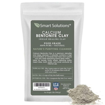 Calcium Bentonite Clay Food Grade, 2 Lb Pure Indian Healing Clay - All Natural f