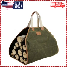 Firewood Carrier - Waxed Canvas Wood Carrier for Firewood, Heavy Duty Log...
