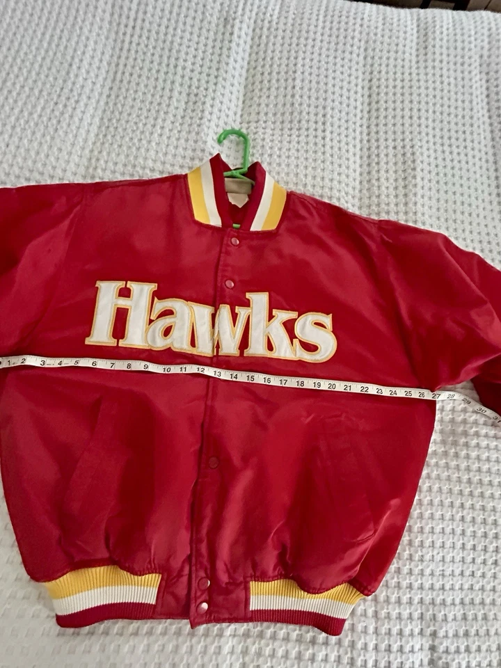 Vintage 1980s Atlanta Hawks NBA Satin Bomber Jacket Size XL - Image 4 of 4