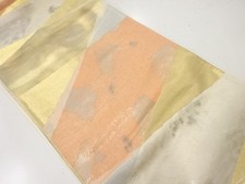 6919635: JAPANESE KIMONO / ANTIQUE FUKURO OBI / SILK / WOVEN ABSTRACT PATTERN