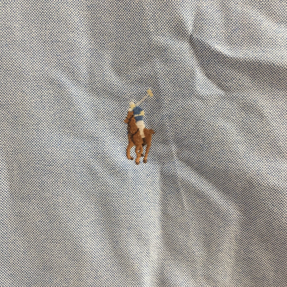 Camisa de vestir Ralph Lauren Yarmouth para hombre 17,5 azul algodón Oxford manga larga Foto 4 de 4