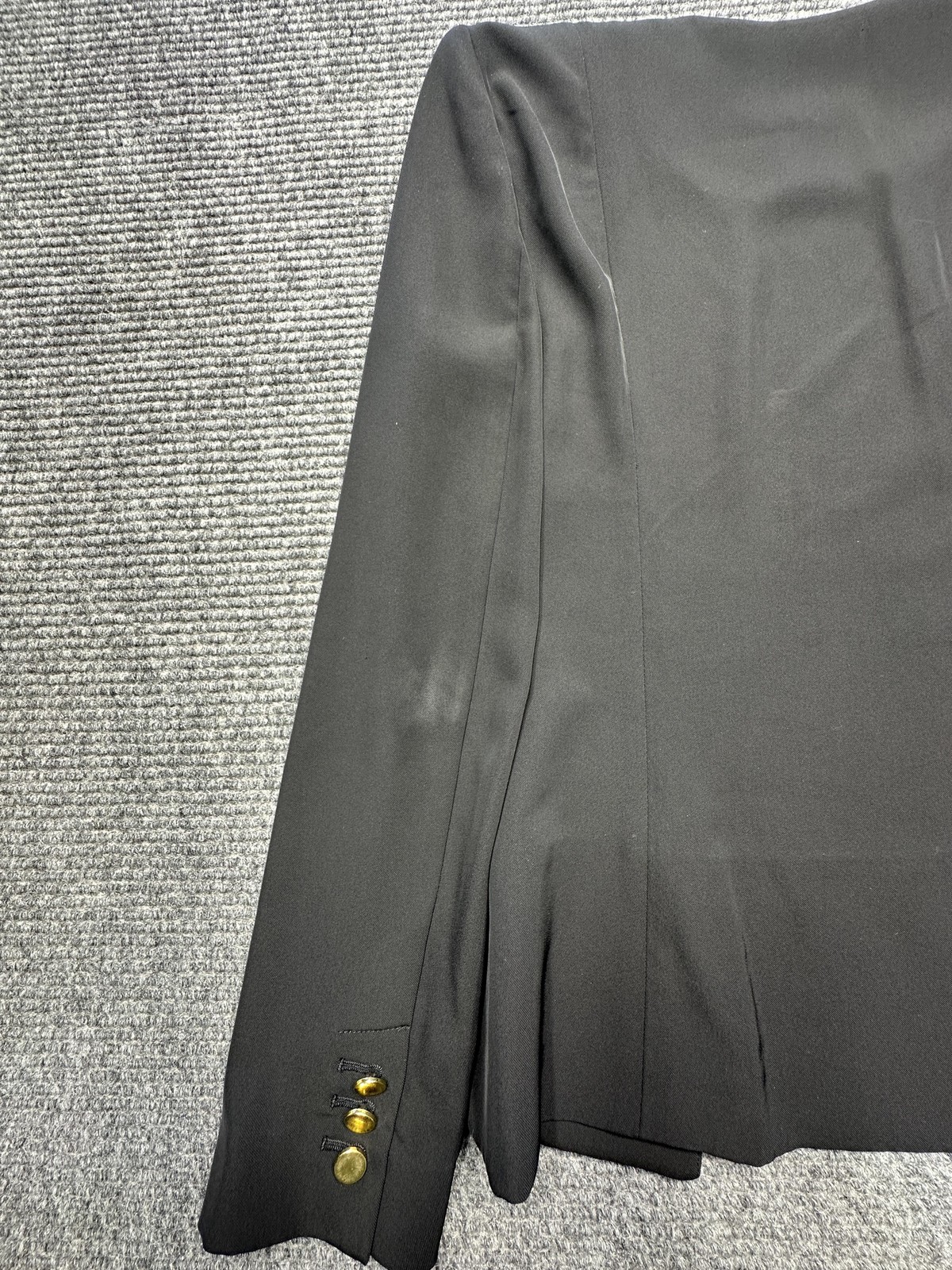 Calvin Klein Blazer Womens 4 Black Collarless Open Front Gold Zip Jacket Stretch thumbnail 8