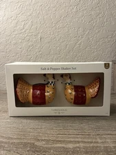 NIB Threshold Ceramic Turkey Salt And Pepper Shaker Set Stoneware Ceramic New