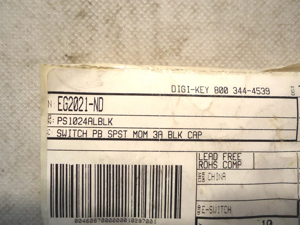 NEW PACK OF 9 DIGI-KEY EG2021-ND 3A BLACK PUSH BUTTON SWITCH SPST - Image 2 of 2