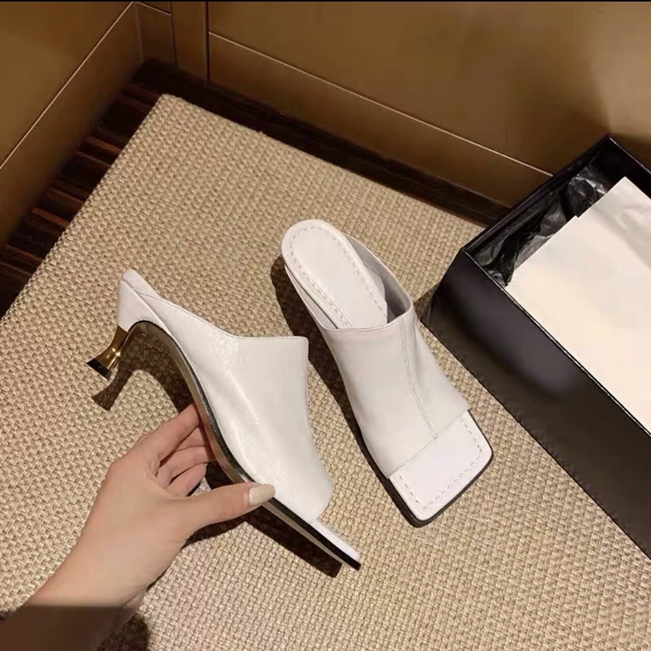 PANTOFOLA D’ORO B)o)t)t)e)g)a Veneta Pantofole sandali donna estivi tacco alto