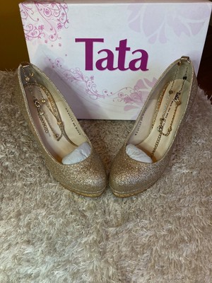 Tata golden cotton, light gold leather shoes, 4.5'' heels, size 7, NEW in box!