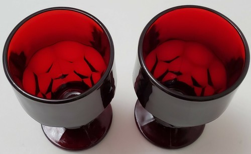 VINTAGE SET OF 5 ANCHOR HOCKING ROYAL RUBY RED GLASS 3 1/4" FOOTED JUICE WINE - Picture 12 of 12