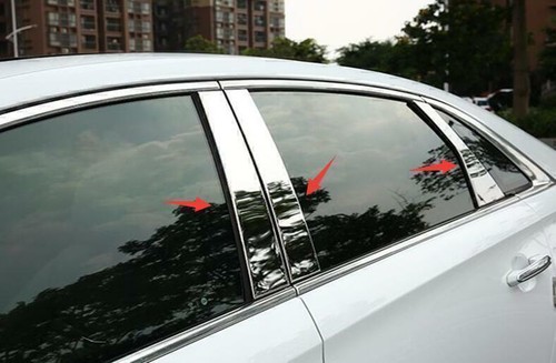 For Cadillac XTS 2013-2019 Chrome Steel Window BC Pillar Post Cover Trim 6pcs - Picture 7 of 7