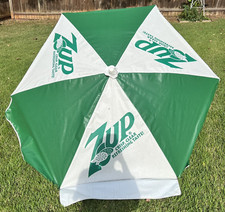 Vintage 7UP Soda Brand Bar Patio Umbrella Table Advertising Logo Pop Green White